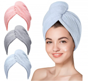 Hicober Microfiber Hair Towel, 3 Packs Hair Turbans for Wet Hair, Drying Hair Wrap Towels for Curly Hair Women Anti Frizz