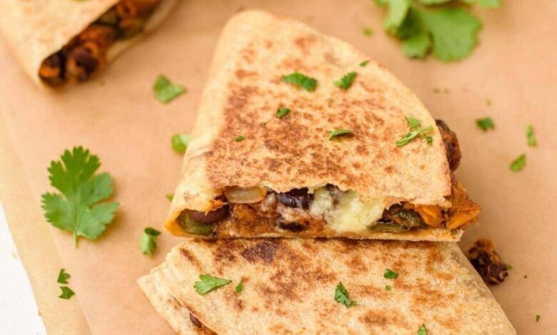 Candy Potato Black Bean Quesadillas