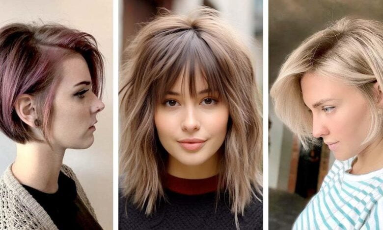 Plunging bob cut with bangs: 20 trendy feminine hairstyle ideas in 2024