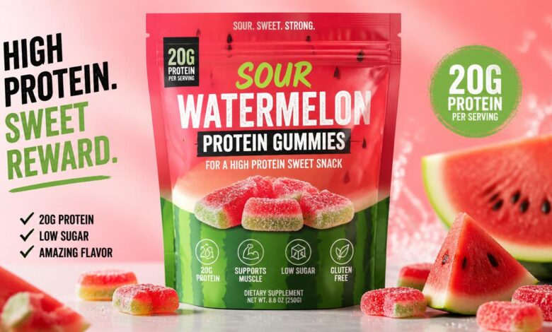 Sour Watermelon Protein Gummies for a High Protein Sweet Snack